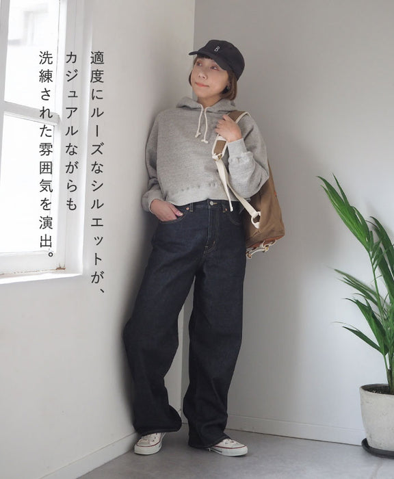 深藍色 13 盎司女式男友牛仔褲 [72988-1] 岡山、倉敷、兒島牛仔褲、褲子