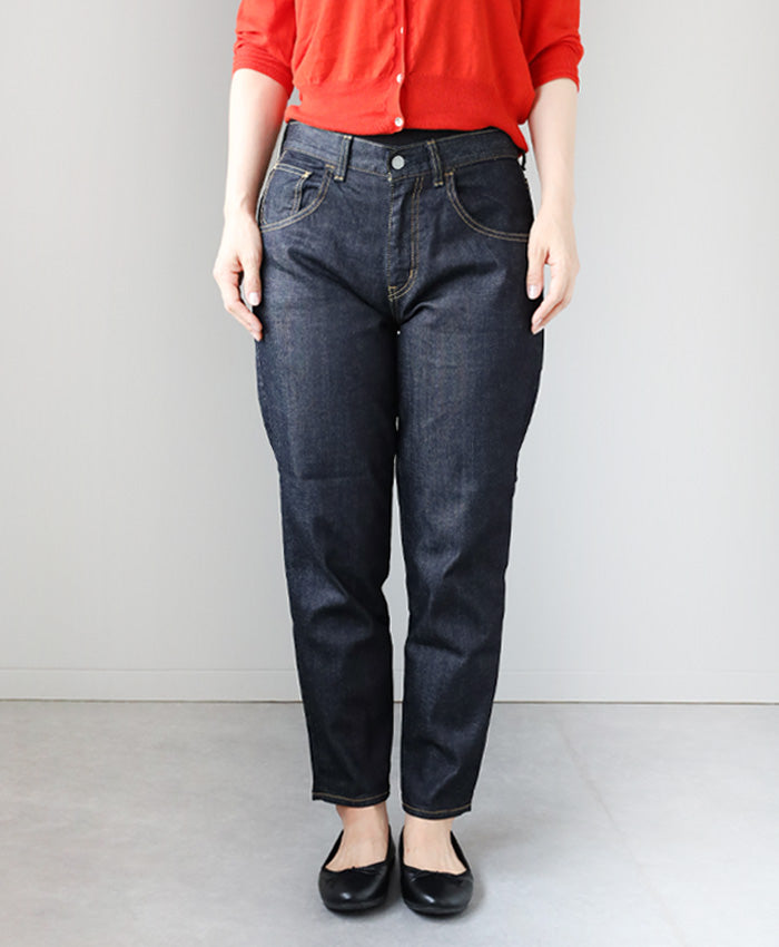 DEEP BLUE 10oz Stretch Denim Full Length Tapered Boyfriend Pants One Wash [73966FL-OW]