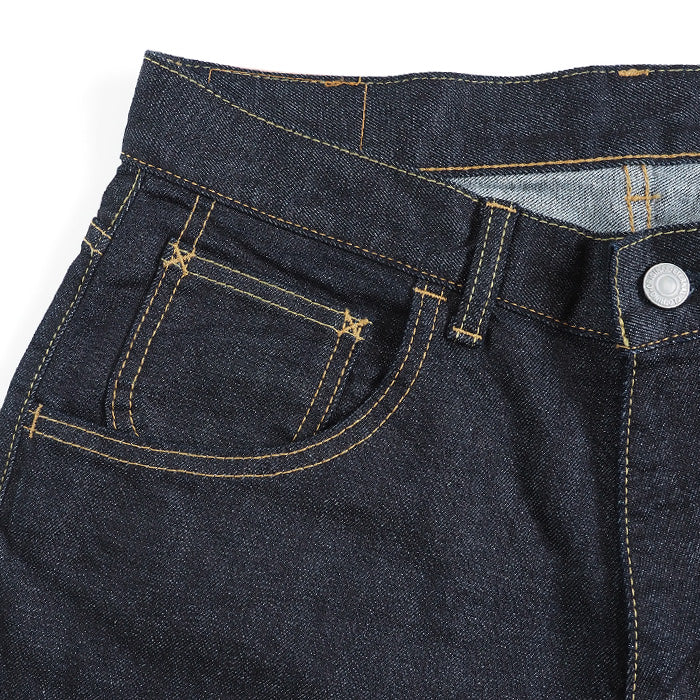 DEEP BLUE 10oz Stretch Denim Full Length Tapered Boyfriend Pants One Wash [73966FL-OW]