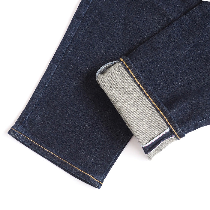 DEEP BLUE 10oz Stretch Denim Full Length Tapered Boyfriend Pants Dark Blue [73966FL-2]