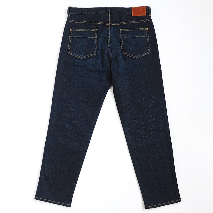 DEEP BLUE 10oz Stretch Denim Full Length Tapered Boyfriend Pants Dark Blue [73966FL-2]