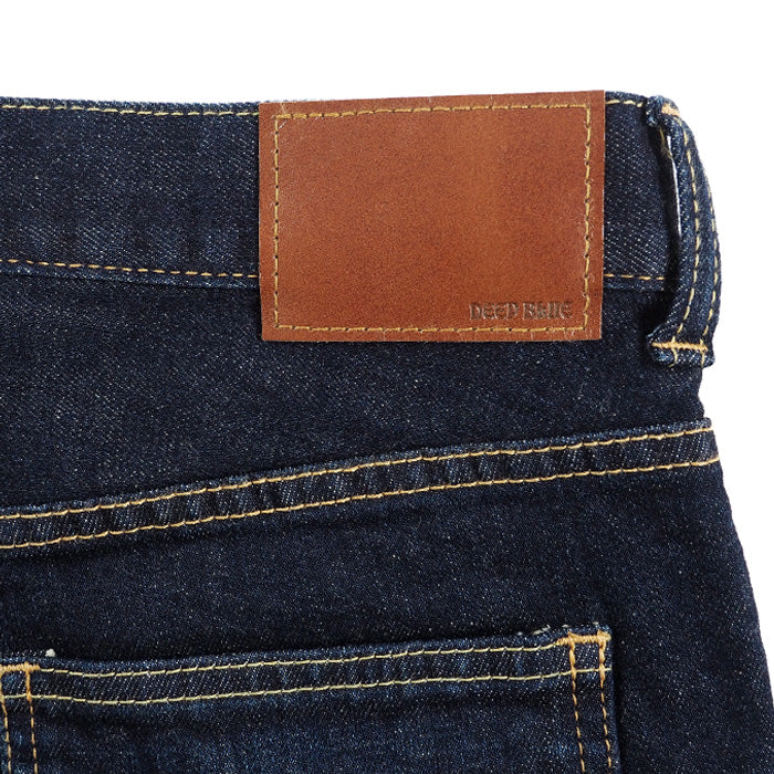 DEEP BLUE 10oz Stretch Denim Full Length Tapered Boyfriend Pants Dark Blue [73966FL-2]