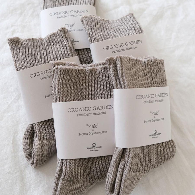 [2 colors] ORGANIC GARDEN Organic Cotton Supima Cotton x Yak Ribbed Sandal Socks Open Toe Women's [8-0813-79]