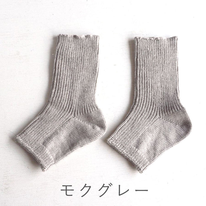 ORGANIC GARDEN Organic Cotton Supima Cotton x Yak Rib Sandal Socks Open Toe Ladies Moku Gray [8-8877]