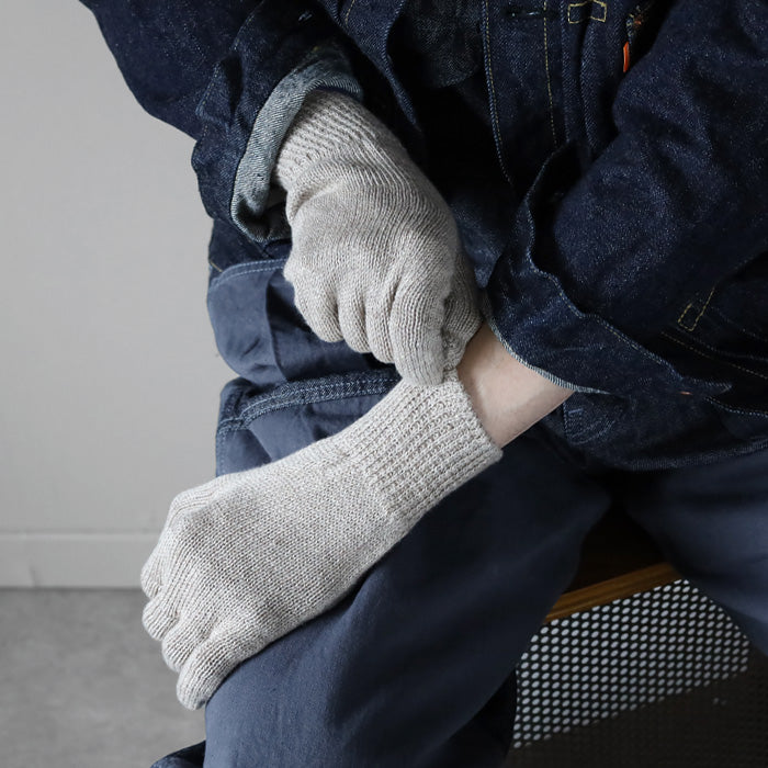 ORGANIC GARDEN Yak wool x Supima cotton gloves, moccasin grey, men's size M [8-0911-83] unisex gloves 