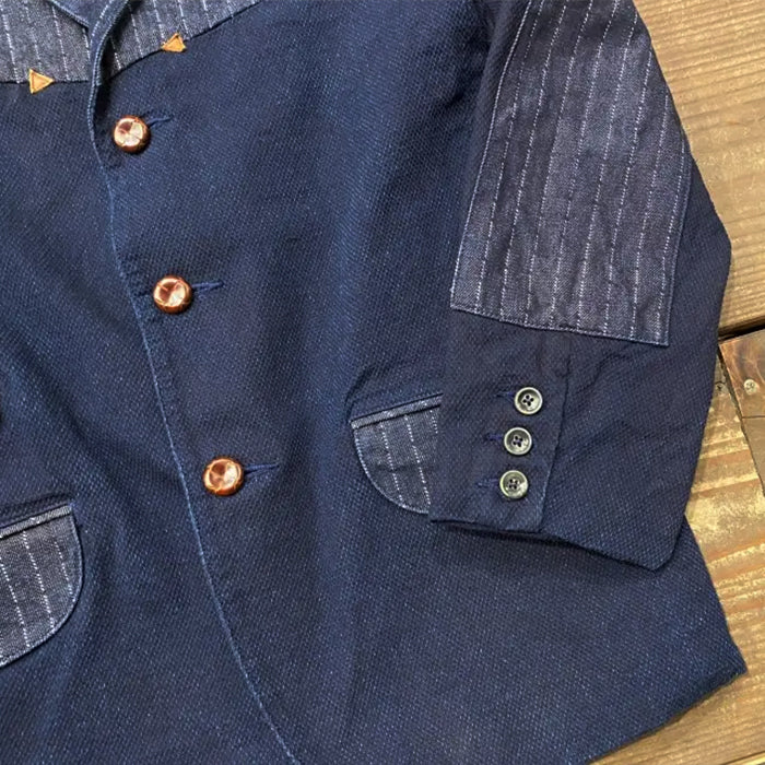 graphzero Sashiko Weave Tailored Jacket Indigo Black Men's Women's Unisex [GZ-ISTRJK-0601-IDBK]