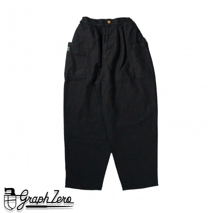 graphzero Tack Gather Pants - Uncut Cord Cotton Linen Black [La-TGPTAC-BLK] Okayama Kurashiki Kojima Jeans Denim Brand