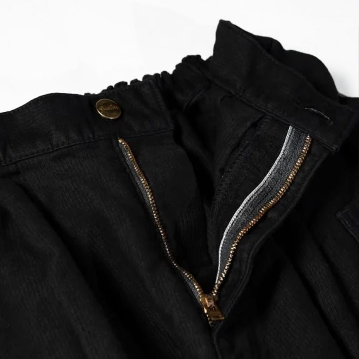 graphzero Tack Gather Pants - Uncut Cord Cotton Linen Black [La-TGPTAC-BLK] Okayama Kurashiki Kojima Jeans Denim Brand