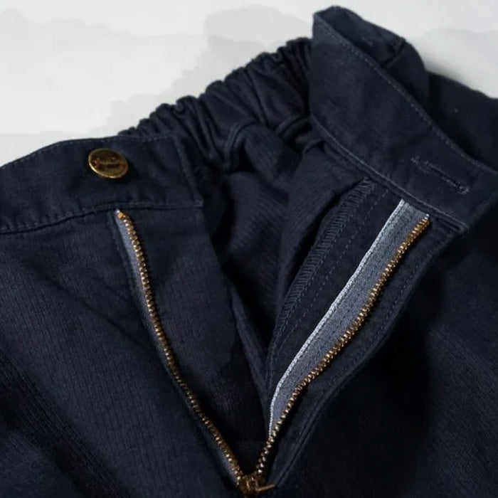 graphzero Tuck Gather Pants Uncut Corduroy Cotton-Linen Navy [La-TGPTAC-NVY] Okayama Kurashiki Kojima Jeans Denim Brand