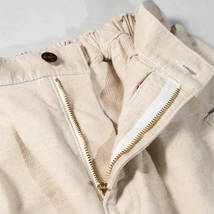 graphzero Tuck Gather Pants - Uncut Corduroy Cotton Linen - Off-White [La-TGPTAC-OWH] Okayama Kurashiki Kojima Jeans Denim Brand