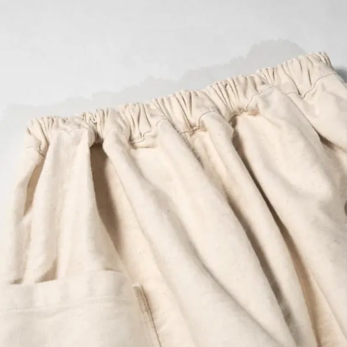 graphzero Tuck Gather Pants - Uncut Corduroy Cotton Linen - Off-White [La-TGPTAC-OWH] Okayama Kurashiki Kojima Jeans Denim Brand