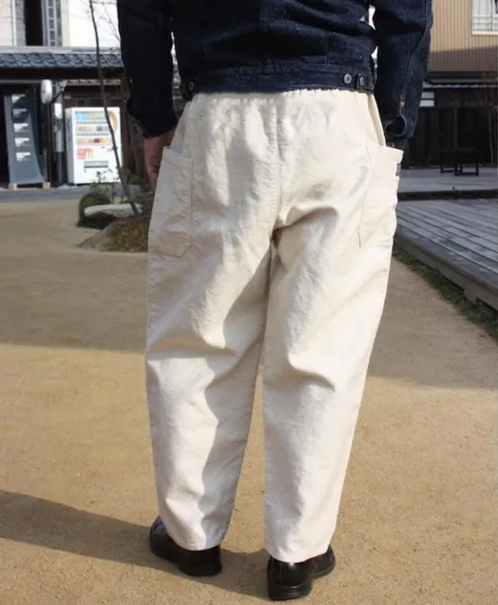 graphzero Tuck Gather Pants - Uncut Corduroy Cotton Linen - Off-White [La-TGPTAC-OWH] Okayama Kurashiki Kojima Jeans Denim Brand