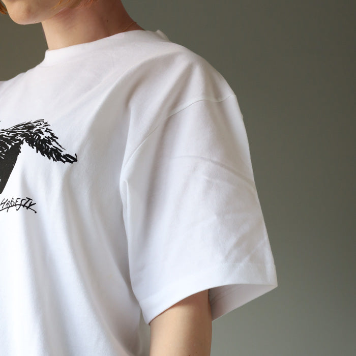 [2 colors, 3 sizes] HARVESTY Iwasato Miki Print Box T-shirt DOG Women's [A52506] Okayama Kurashiki Kojima Standard clothing brand 