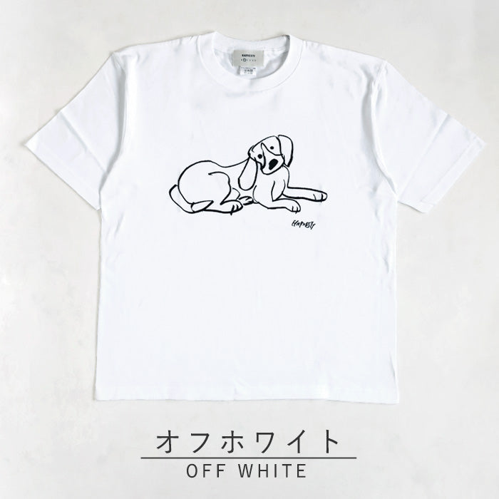 [2 colors, 3 sizes] HARVESTY Iwasato Miki Print Box T-shirt DOG Women's [A52506] Okayama Kurashiki Kojima Standard clothing brand 