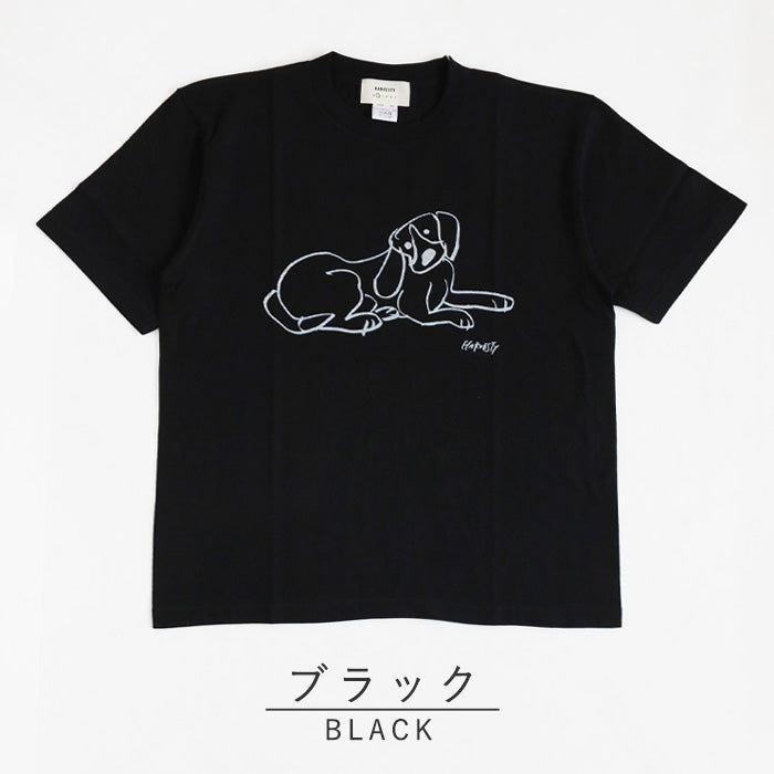 [2 colors, 3 sizes] HARVESTY Iwasato Miki Print Box T-shirt DOG Women's [A52506] Okayama Kurashiki Kojima Standard clothing brand 