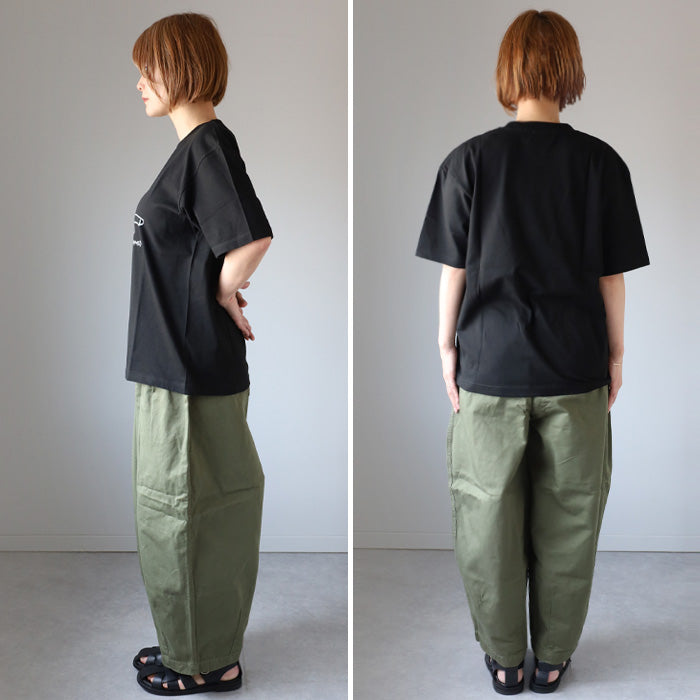 [2 colors, 3 sizes] HARVESTY Iwasato Miki Print Box T-shirt DOG Women's [A52506] Okayama Kurashiki Kojima Standard clothing brand 