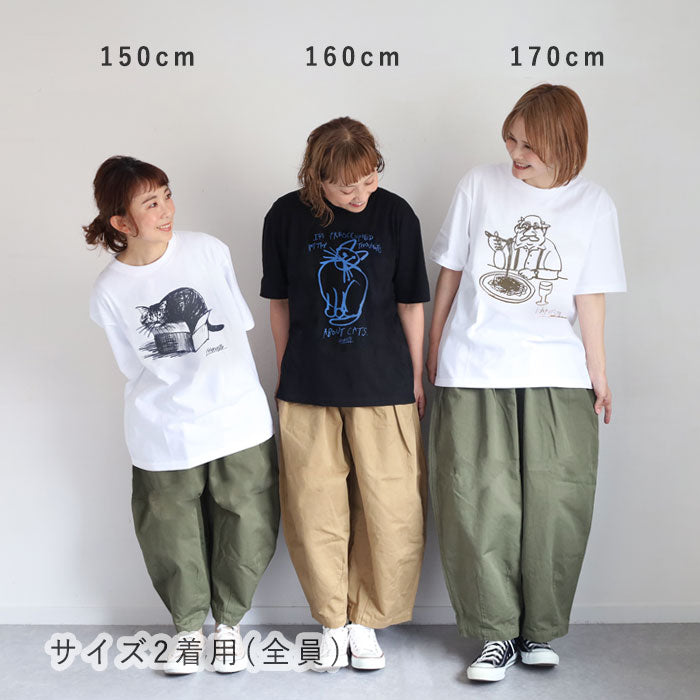 【2色・3サイズ】HARVESTY(ハーベスティ)イワサトミキ プリントボックス Tシャツ CAT-3 レディース [A52612] 岡山 倉敷 児島 定番服 ブランド
