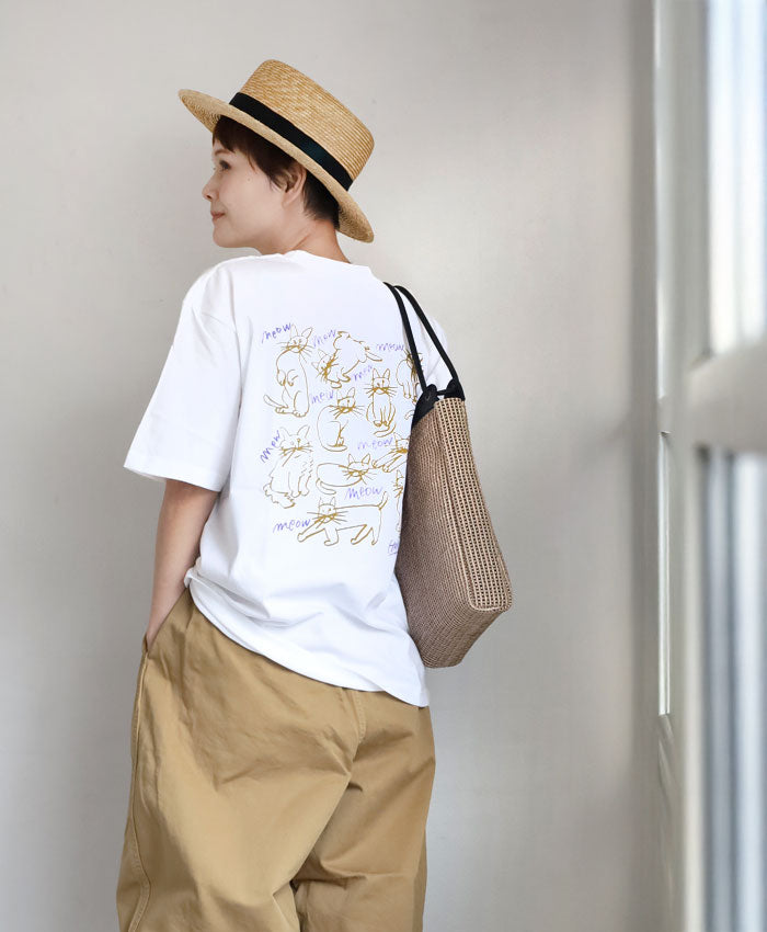 【2色・3サイズ】HARVESTY(ハーベスティ)イワサトミキ プリントボックス Tシャツ CAT-3 レディース [A52612] 岡山 倉敷 児島 定番服 ブランド