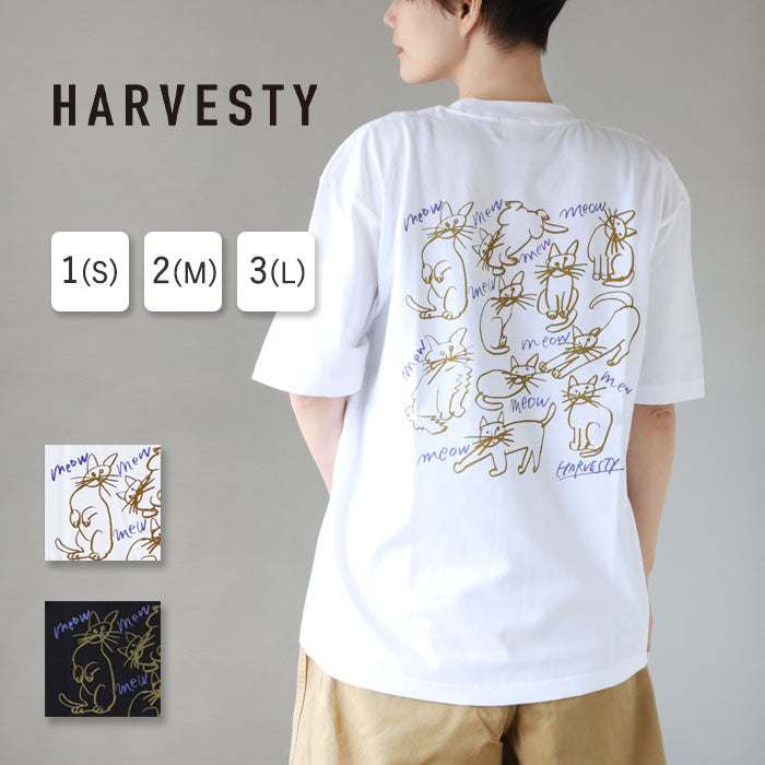 【2色・3サイズ】HARVESTY(ハーベスティ)イワサトミキ プリントボックス Tシャツ CAT-3 レディース [A52612] 岡山 倉敷 児島 定番服 ブランド