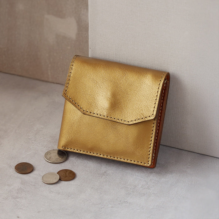 ANNAK Compact Bi-Fold Garcon Wallet Gold [AK16TA-B0054-GLD] Taito-ku, Tokyo Leather Wallet Brand Mitake Sangyo 