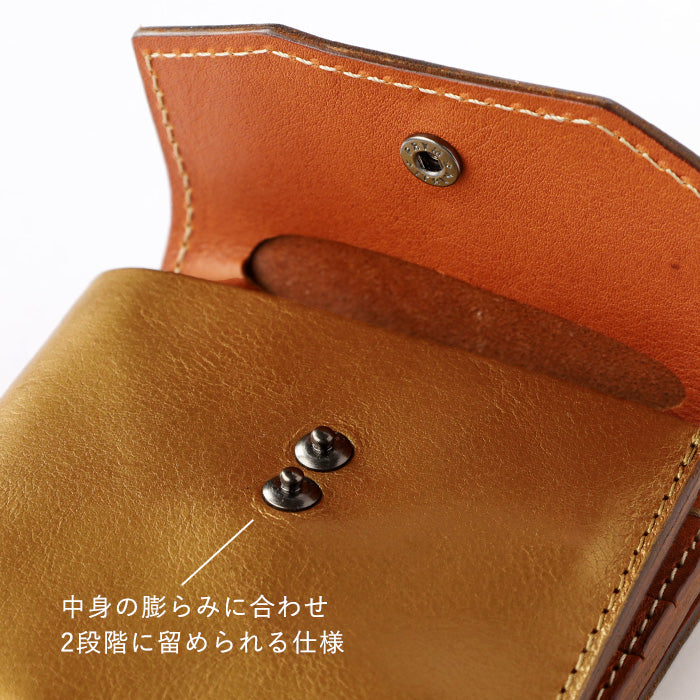 ANNAK Compact Bi-Fold Garcon Wallet Gold [AK16TA-B0054-GLD] Taito-ku, Tokyo Leather Wallet Brand Mitake Sangyo 
