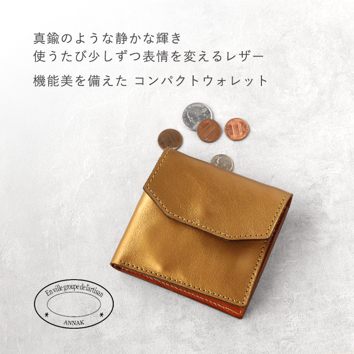 ANNAK Compact Bi-Fold Garcon Wallet Gold [AK16TA-B0054-GLD] Taito-ku, Tokyo Leather Wallet Brand Mitake Sangyo 