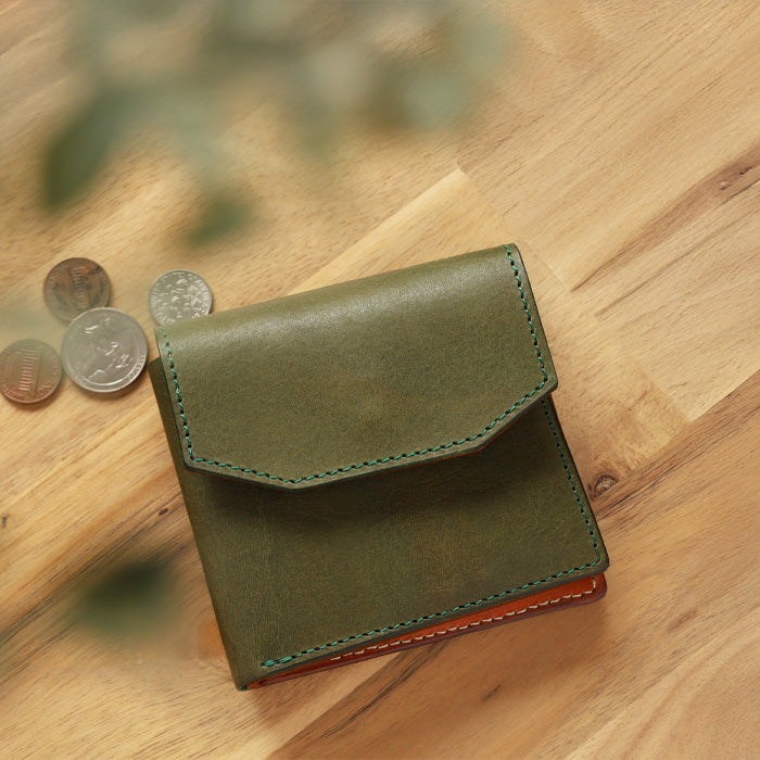 ANNAK(アナック) 栃木レザー コンパクト二つ折り ギャルソンウォレット オールレザー グリーン[AK16TA-B0054-GRN]