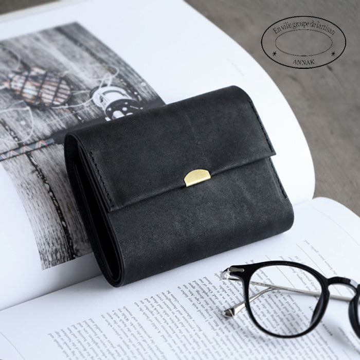 ANNAK Pueblo 皮革三折錢包 黑色 [AK17TA-B0060-BLK] 