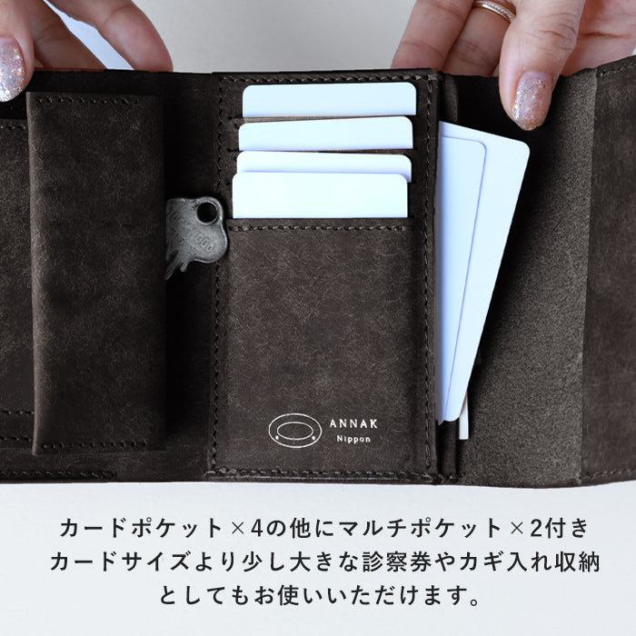 ANNAK Pueblo 皮革三折錢包 黑色 [AK17TA-B0060-BLK] 