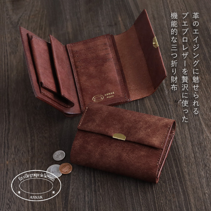 ANNAK Pueblo Leather Trifold Wallet Black [AK17TA-B0060-BLK] 