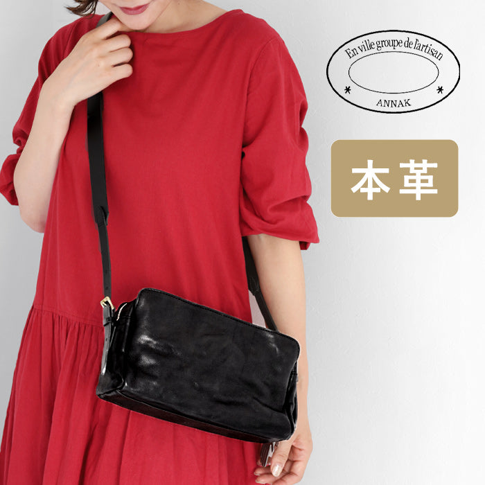 ANNAK Shoulder bag with tail pocket Tochigi leather Washed leather Black [AK18TA-A0004-BLK] 