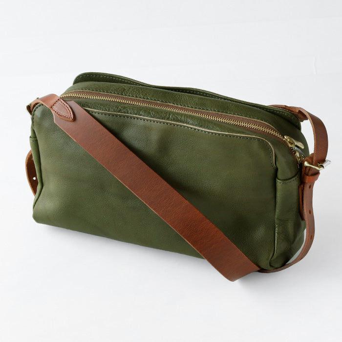 ANNAK（アナック） あおりポケット付き ショルダーバッグ 栃木レザー ウォッシュドレザー グリーン [AK18TA-A0004-GRN]