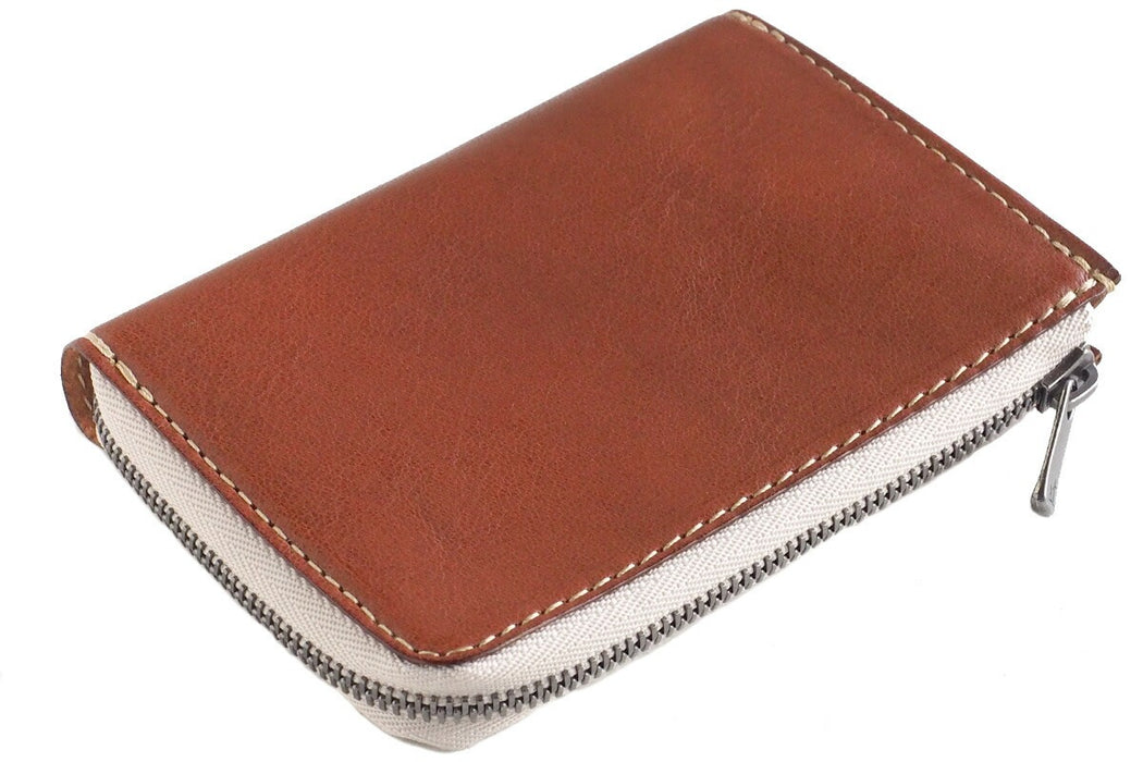ANNAK Tochigi Leather One Action L-shaped Compact Wallet All Leather Beige [AK20TA-B0005-BEG] 
