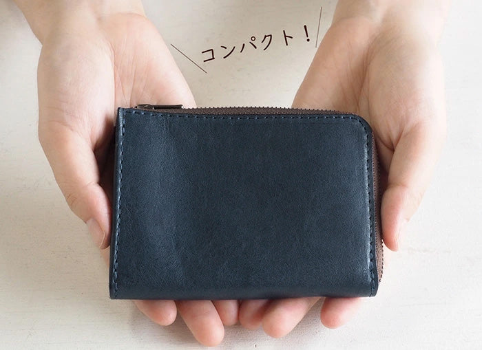 ANNAK Tochigi Leather One Action L-shaped Compact Wallet All Leather Navy [AK20TA-B0005-NVY] 