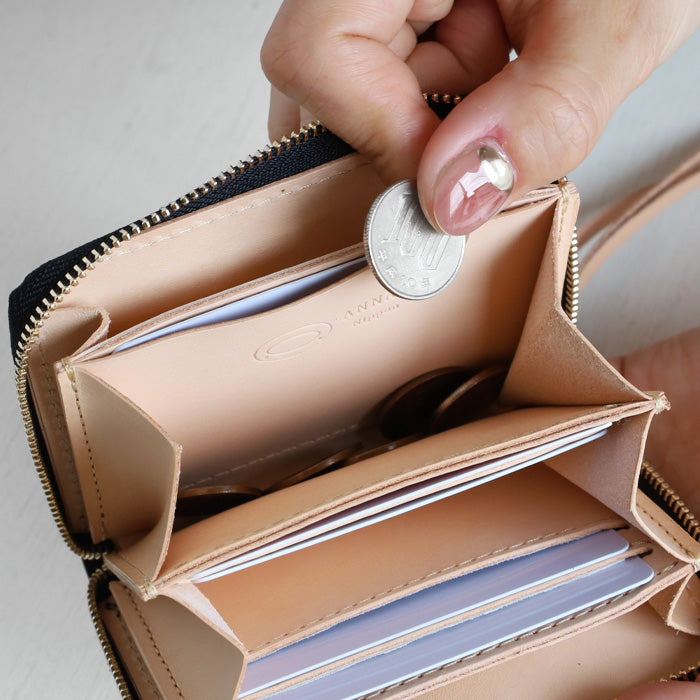 【お札を折らずに収納できる】ANNAK(アナック) コンパクトラウンドジップ財布 本革 泥染め [AK22TA-B0005-DORO]