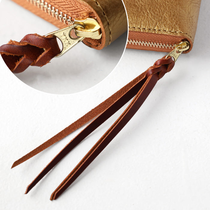 【お札を折らずに収納できる】 ANNAK(アナック) コンパクトラウンドジップ財布 姫路レザー ゴールド [AK22TA-B0005-GLD]