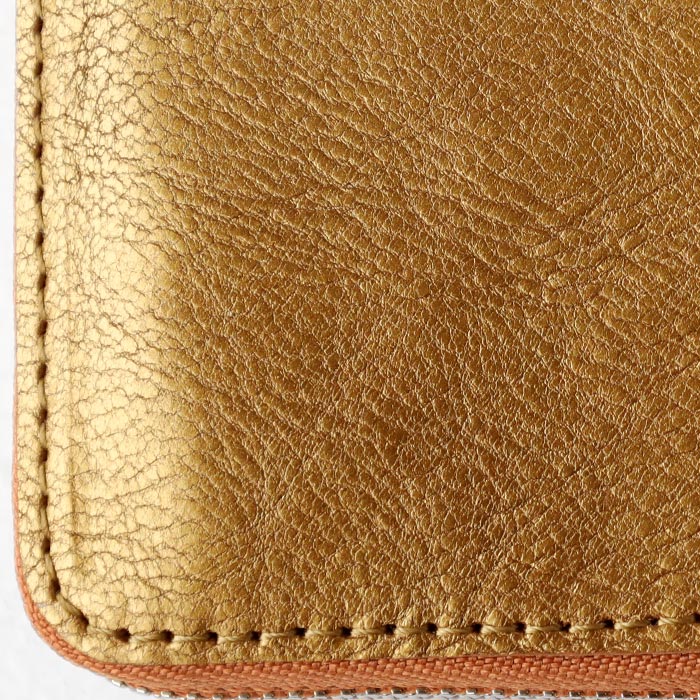 【お札を折らずに収納できる】 ANNAK(アナック) コンパクトラウンドジップ財布 姫路レザー ゴールド [AK22TA-B0005-GLD]