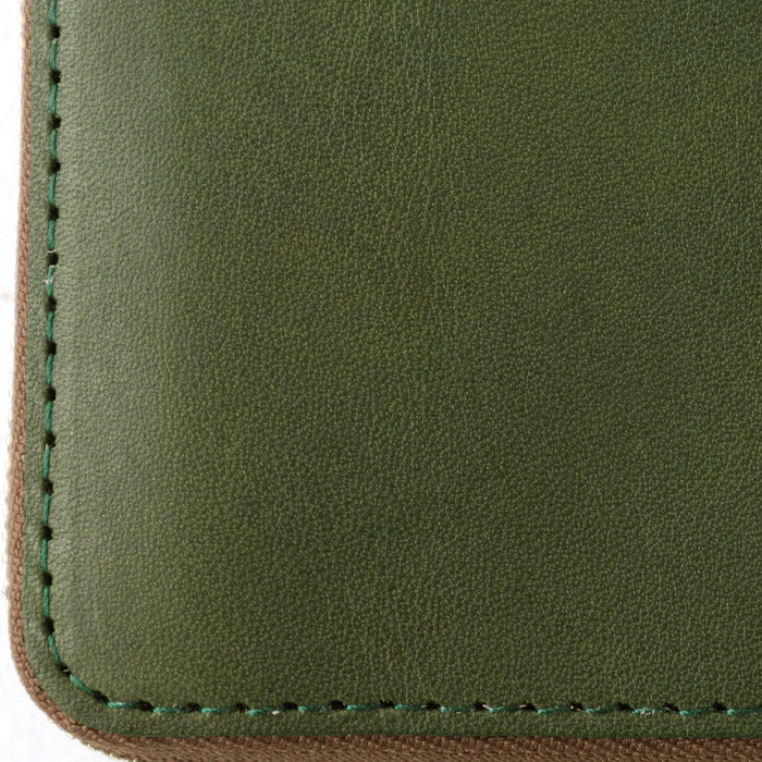 [Can store bills without folding] ANNAK Compact Round Zip Wallet Tochigi Leather Green for Women and Men [AK22TA-B0005-GRN] 