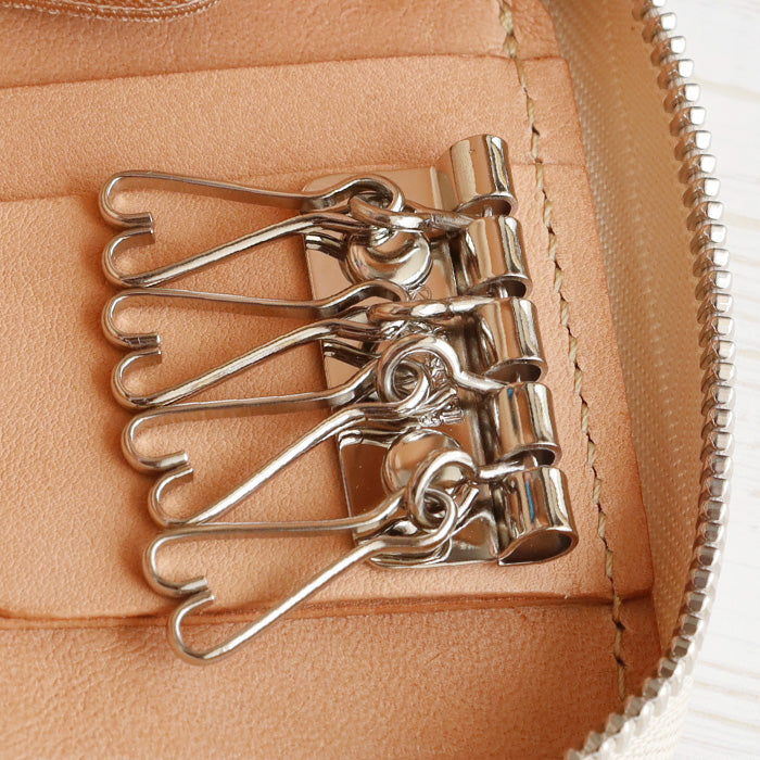 [Can store 2 smart keys, cards, banknotes, etc.] ANNAK smart key case wallet Himeji leather silver [AK22TA-D0020-SLV] 