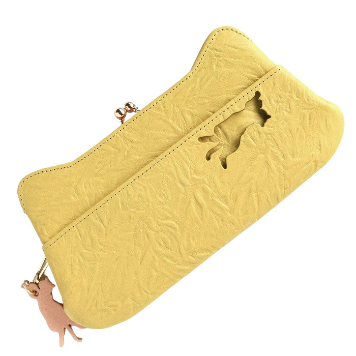 aoneco(アオネコ) がま口 ロングウォレット [an001] 革製品を手がけるwajiさんの保護猫プロジェクト 猫財布 ネコ 長財布 サイフ スリム 可愛い ベージュ 茶 緑 黒