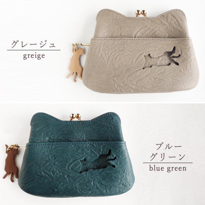 aoneco Gamaguchi Mini Wallet [an002] Waji's Protection Cat Project Cat Wallet Cat Compact Wallet Pouch Accessory Case Cute Beige Brown Green Black