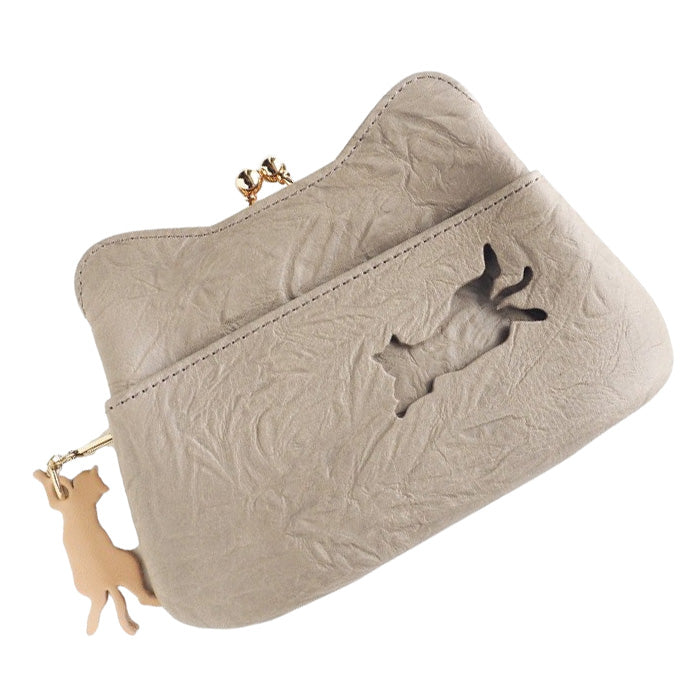 aoneco Gamaguchi Mini Wallet [an002] Waji's Protection Cat Project Cat Wallet Cat Compact Wallet Pouch Accessory Case Cute Beige Brown Green Black