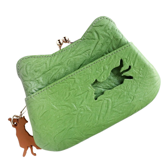 aoneco Gamaguchi Mini Wallet [an002] Waji's Protection Cat Project Cat Wallet Cat Compact Wallet Pouch Accessory Case Cute Beige Brown Green Black