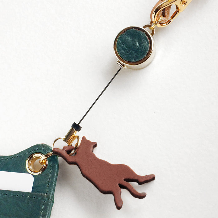 aoneco pass case with reel [an004] waji's protection cat project cat cat commuter case cute fashionable beige brown green black