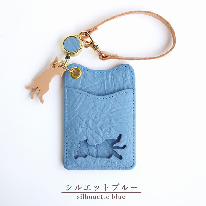 aoneco(アオネコ) リール付き パスケース [an004] 革製品を手がけるwajiさんの保護猫プロジェクト ネコ 猫 定期入れ 可愛い オシャレ ベージュ 茶 緑 黒