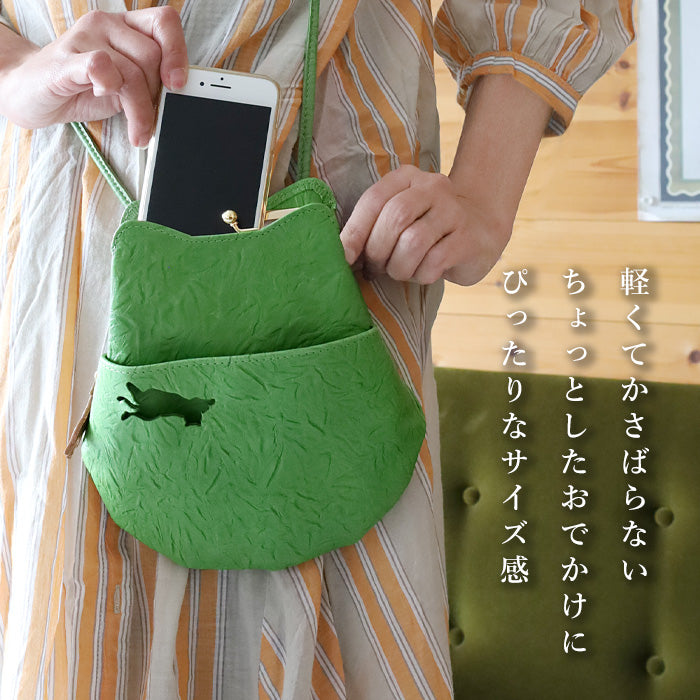 aoneco smartphone pochette [an005] waji's protective cat project, which deals with leather products cat cat clasp shoulder sacoche beige green brown black 