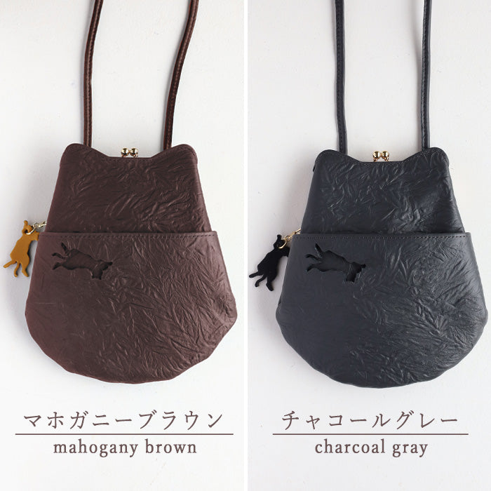 aoneco smartphone pochette [an005] waji's protective cat project, which deals with leather products cat cat clasp shoulder sacoche beige green brown black 