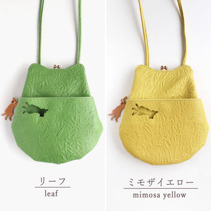 aoneco smartphone pochette [an005] waji's protective cat project, which deals with leather products cat cat clasp shoulder sacoche beige green brown black 