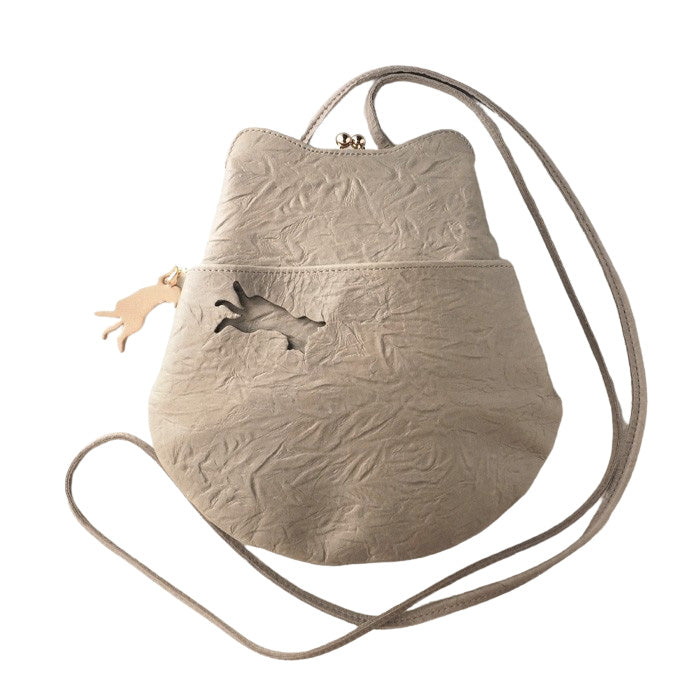 aoneco smartphone pochette [an005] waji's protective cat project, which deals with leather products cat cat clasp shoulder sacoche beige green brown black 