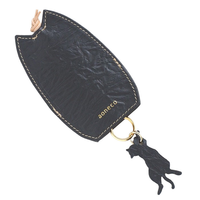 aoneco key cover [an006] waji的保護貓項目，處理皮具，貓，貓，鑰匙包，鑰匙扣，智能鑰匙，真皮，可愛，時尚，修身，米色，棕色，綠色，黑色